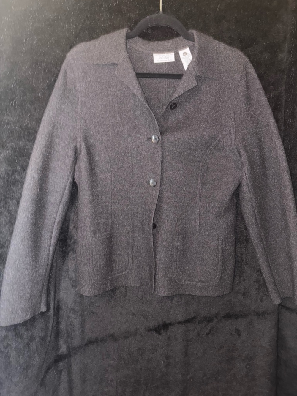 Lord & Taylor Women's Wool Blend Button Front Cardigan  8P  Charcoal Gray EUC ..